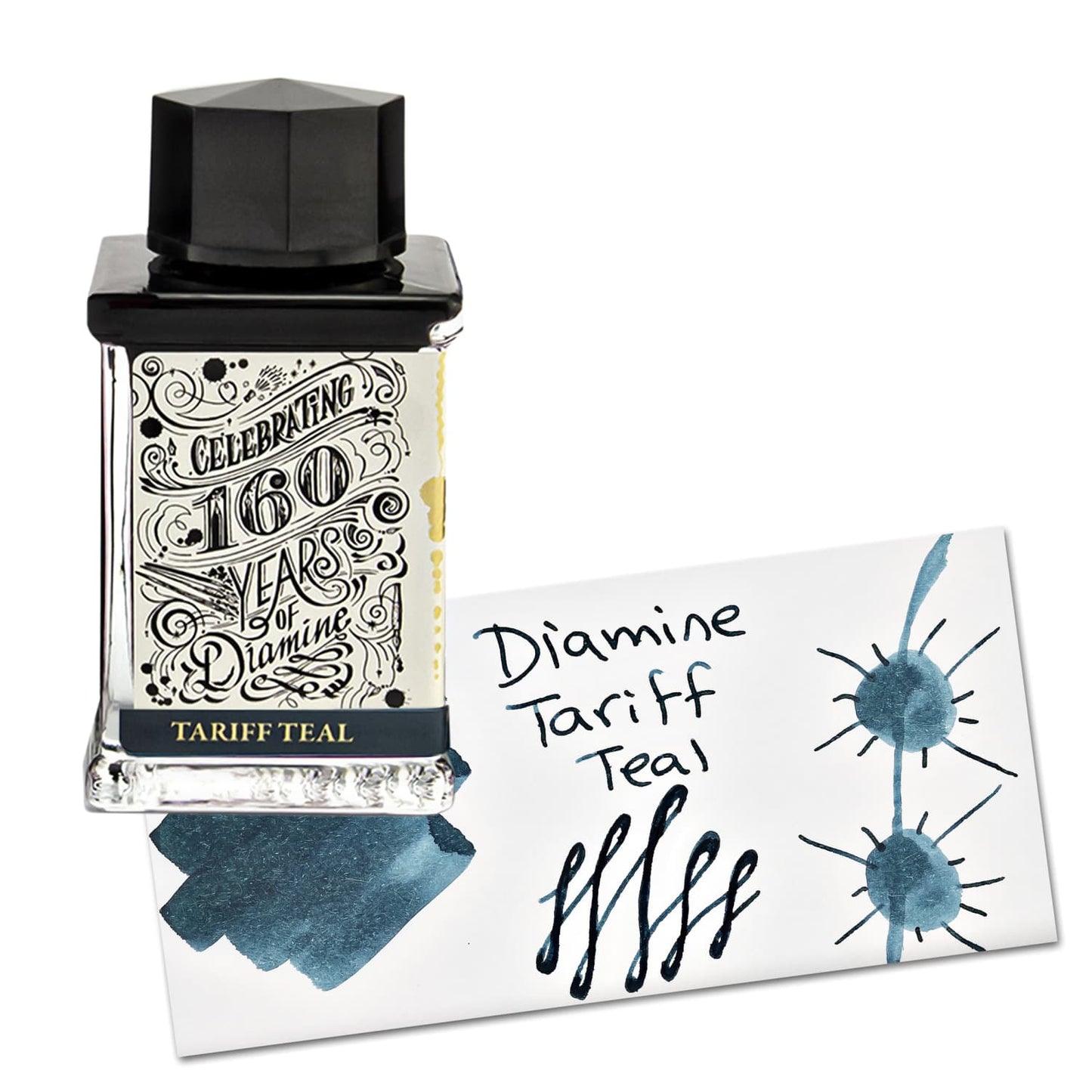 Diamine 160th Anniversary Bottled Ink in Tariff Teal - 75 mL Bottled Ink