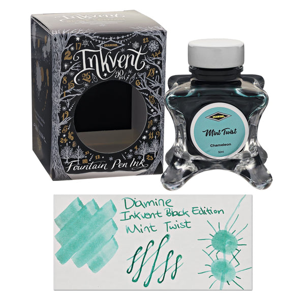 Diamine Inkvent Black Edition Chameleon & Shimmer Bottled Ink in Mint Twist - 50 mL Bottled Ink