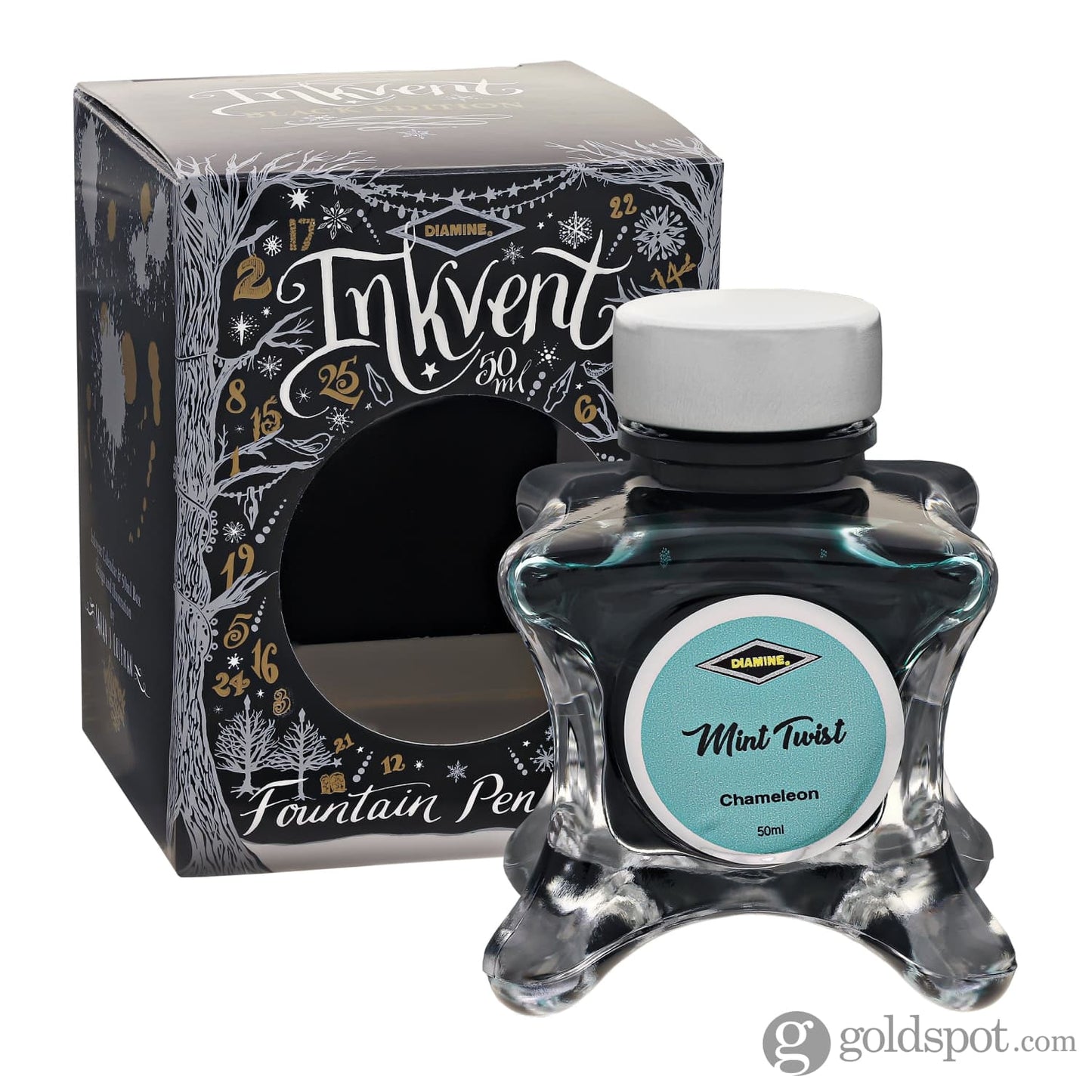 Diamine Inkvent Black Edition Chameleon & Shimmer Bottled Ink in Mint Twist - 50 mL Bottled Ink