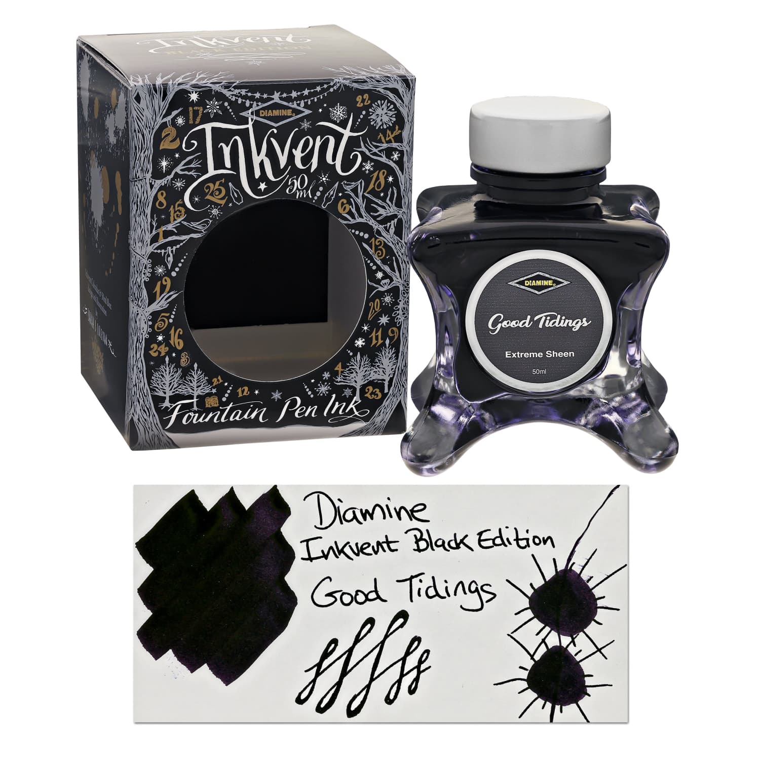 Good Ink Diamine Inkvent Black Edition Extreme Sheen Bottled Ink in Good Tiding ...