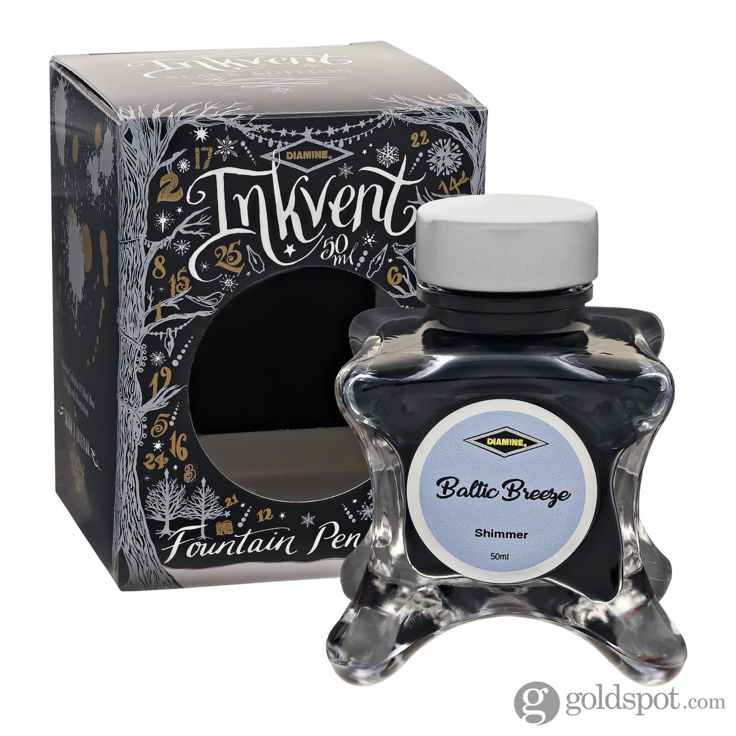 Diamine Inkvent Black Edition Shimmer Bottled Ink in Baltic Breeze - 50 mL Bottled Ink