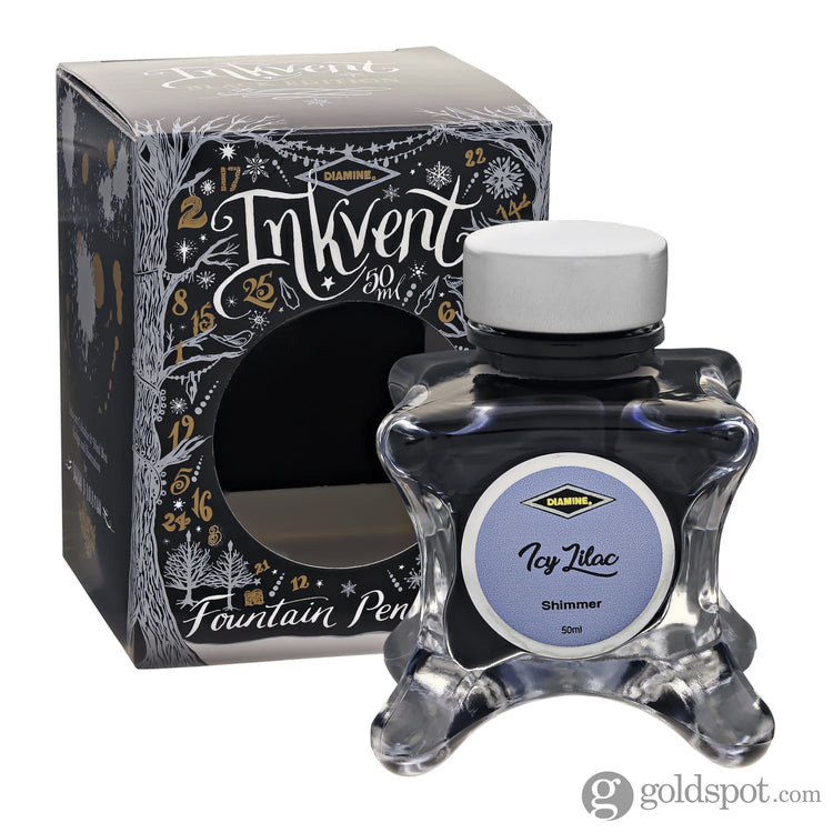 Diamine Inkvent Black Edition Shimmer Bottled Ink in Icy Lilac - 50 mL Bottled Ink
