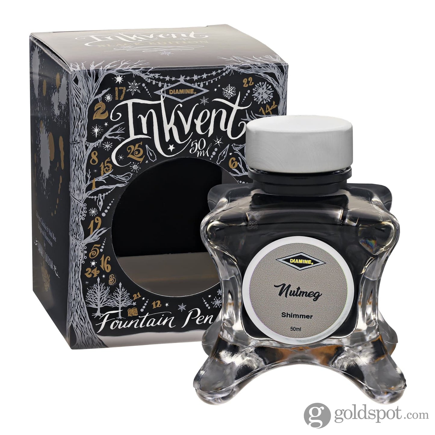 Diamine Inkvent Black Edition Shimmer Bottled Ink in Nutmeg - 50 mL Bottled Ink