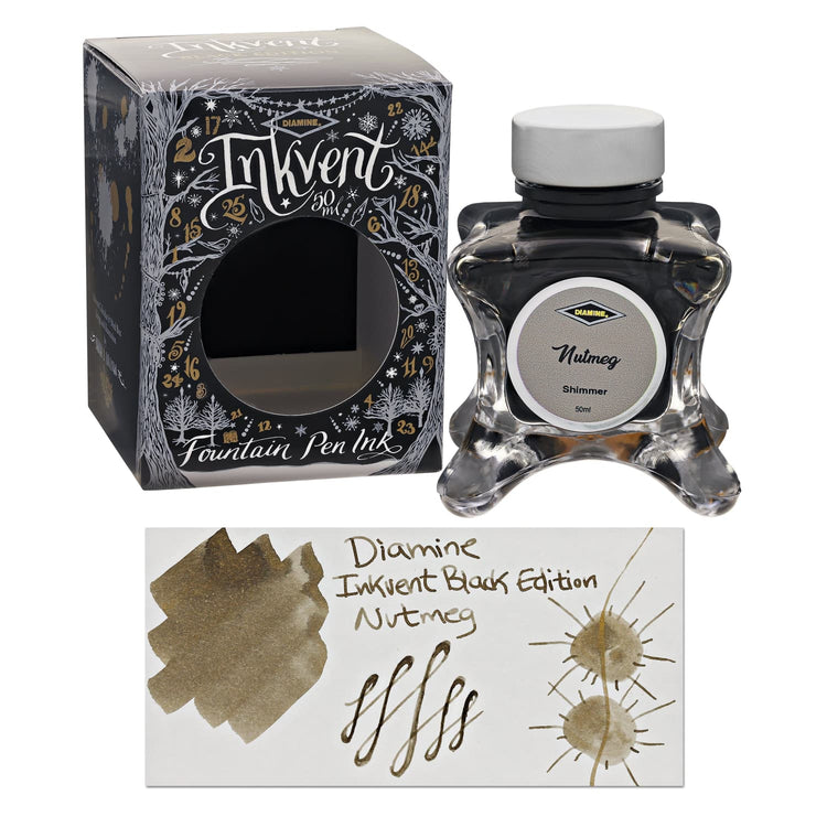 Diamine Inkvent Black Edition Shimmer Bottled Ink in Nutmeg - 50 mL Bottled Ink