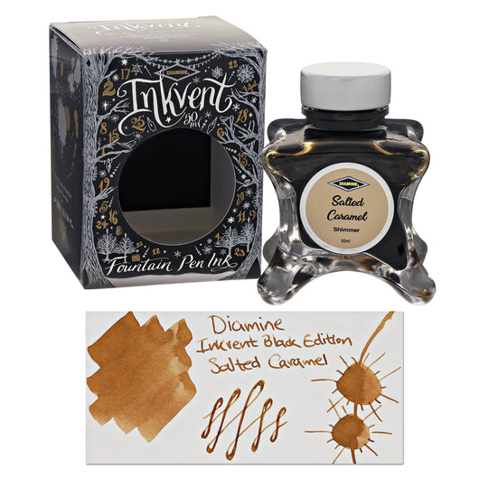 Diamine Inkvent Black Edition Shimmer Bottled Ink in Salted Caramel - 50 mL