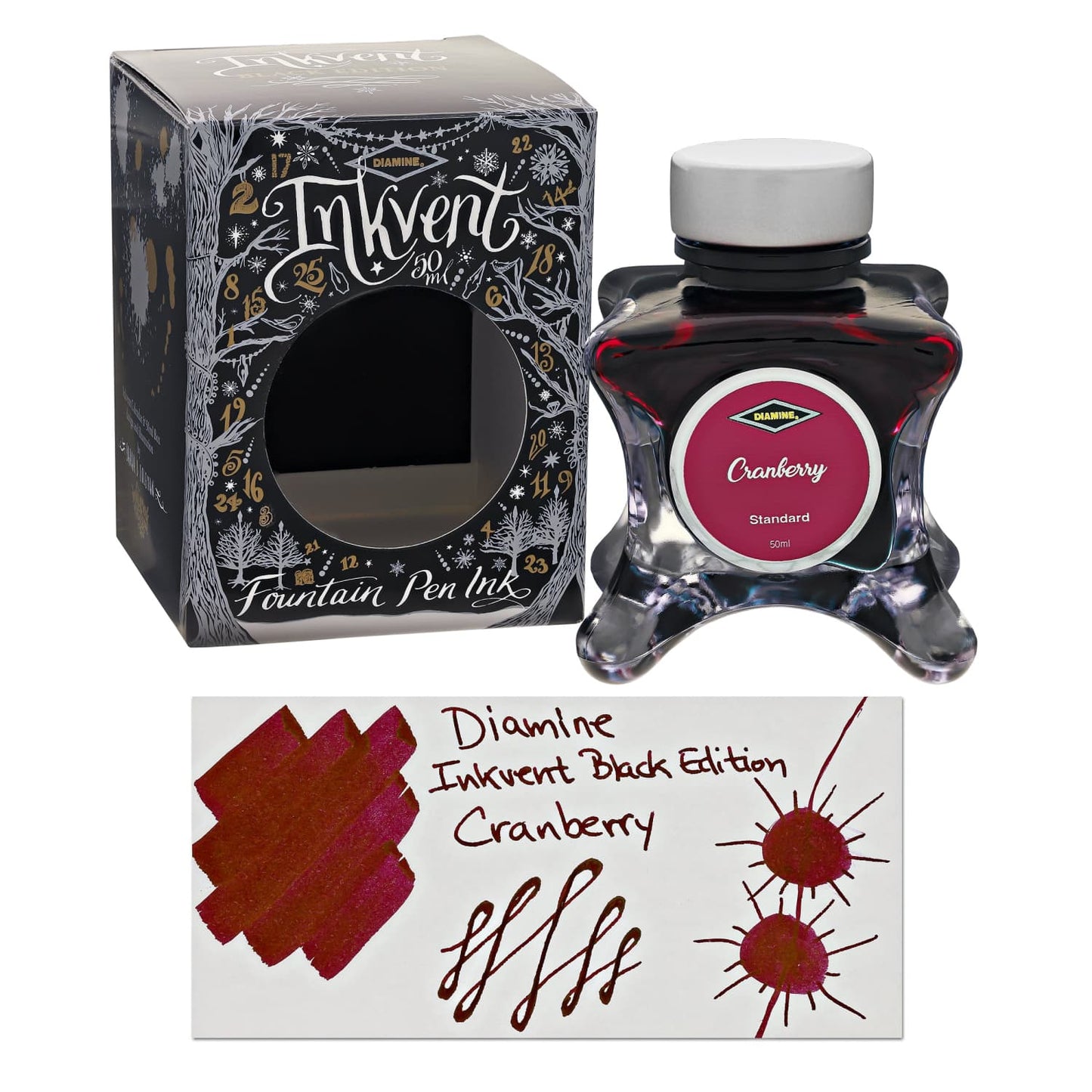 Diamine Inkvent Black Edition Standard Bottled Ink in Cranberry - 50 mL Bottled Ink