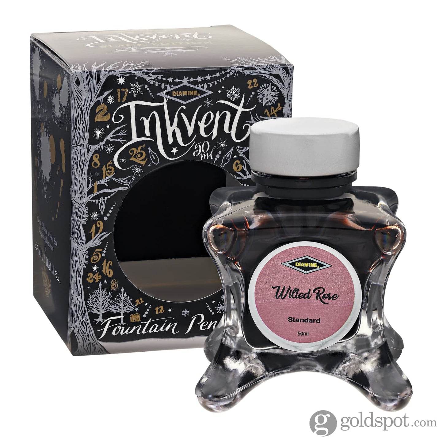 Diamine Inkvent Black Edition Standard Bottled Ink in Wilted Rose - 50 mL Bottled Ink