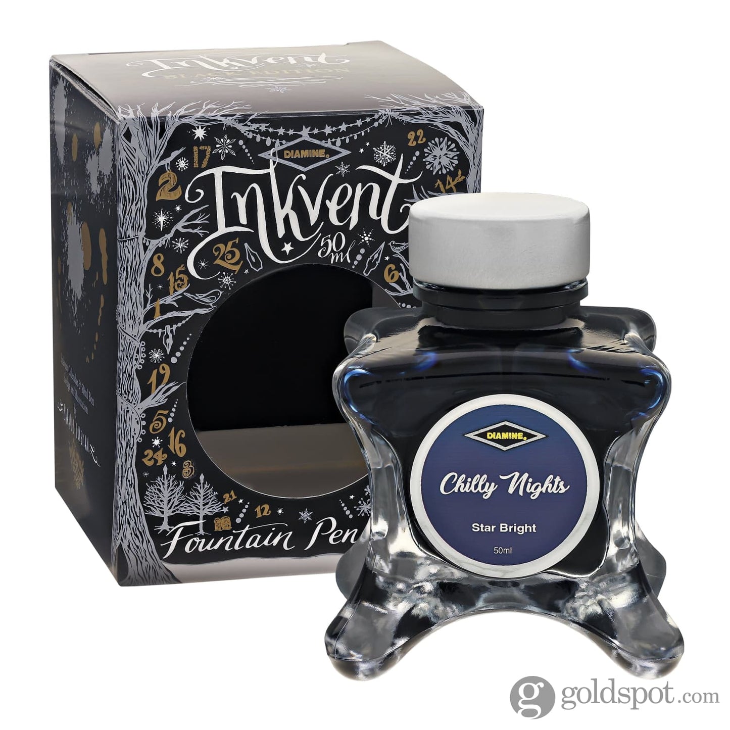 Diamine Inkvent Black Edition Starbright Bottled Ink in Chilly Nights - 50 mL Bottled Ink