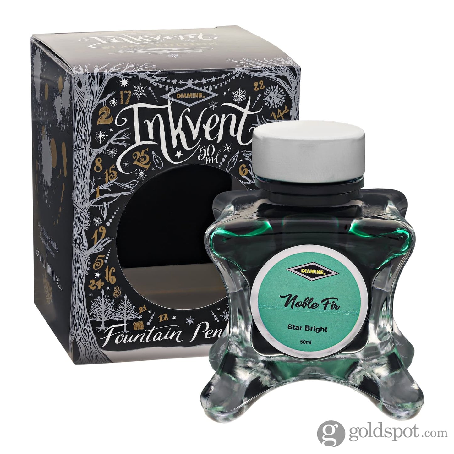 Diamine Inkvent Black Edition Starbright Bottled Ink in Noble Fir - 50 mL Bottled Ink