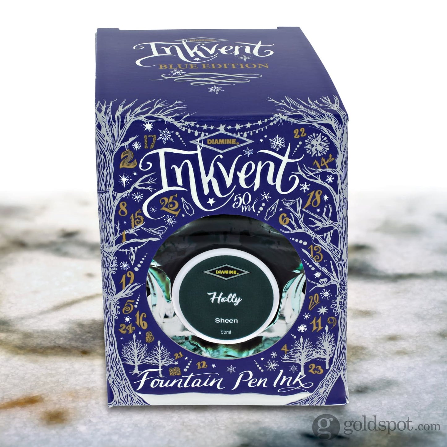 Diamine Inkvent Blue Edition Sheen Bottled Ink in Holly - 50 mL Bottled Ink