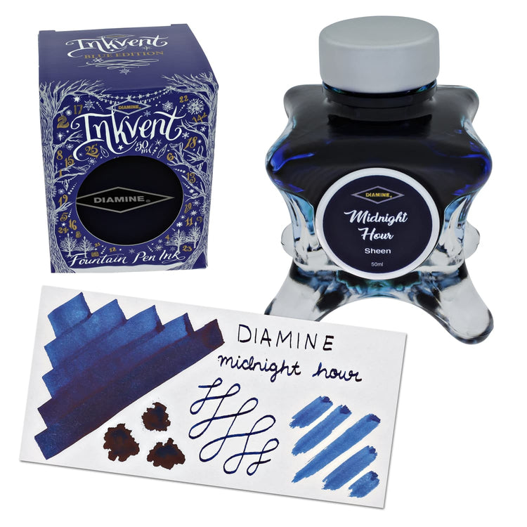 Diamine Inkvent Blue Edition Sheen Bottled Ink in Midnight Hour - 50 mL Bottled Ink