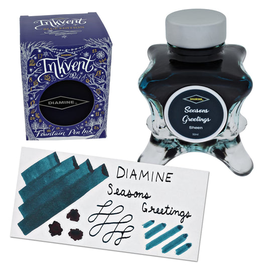 Diamine Inkvent Blue Edition Sheen Bottled Ink in Seasons Greetings - 50 mL