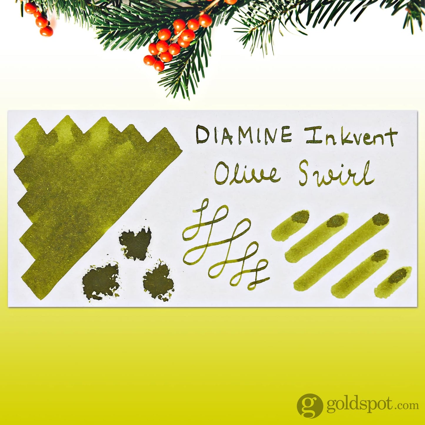 Diamine Inkvent Green Edition Chameleon Bottled Ink in Olive Swirl - 50 mL Bottled Ink