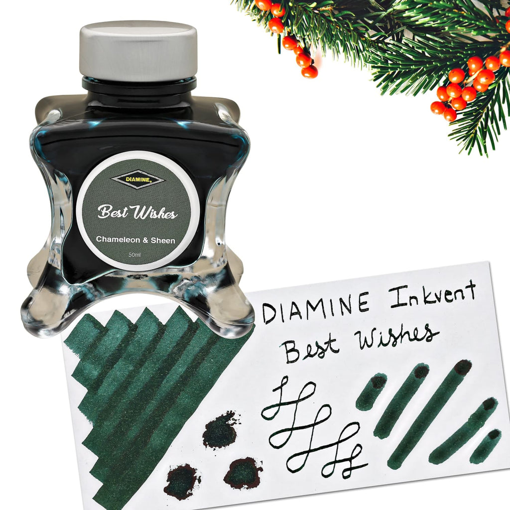 Diamine Inkvent Green Edition Chameleon & Sheen Bottled Ink in Best Wishes - 50 mL Bottled Ink