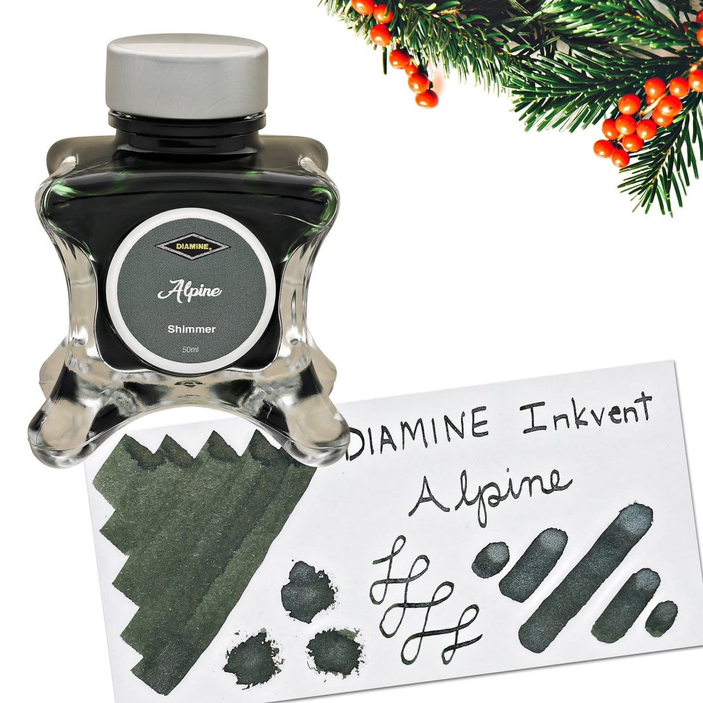 Diamine Inkvent Green Edition Shimmer Bottled Ink in Alpine - 50 mL Bottled Ink