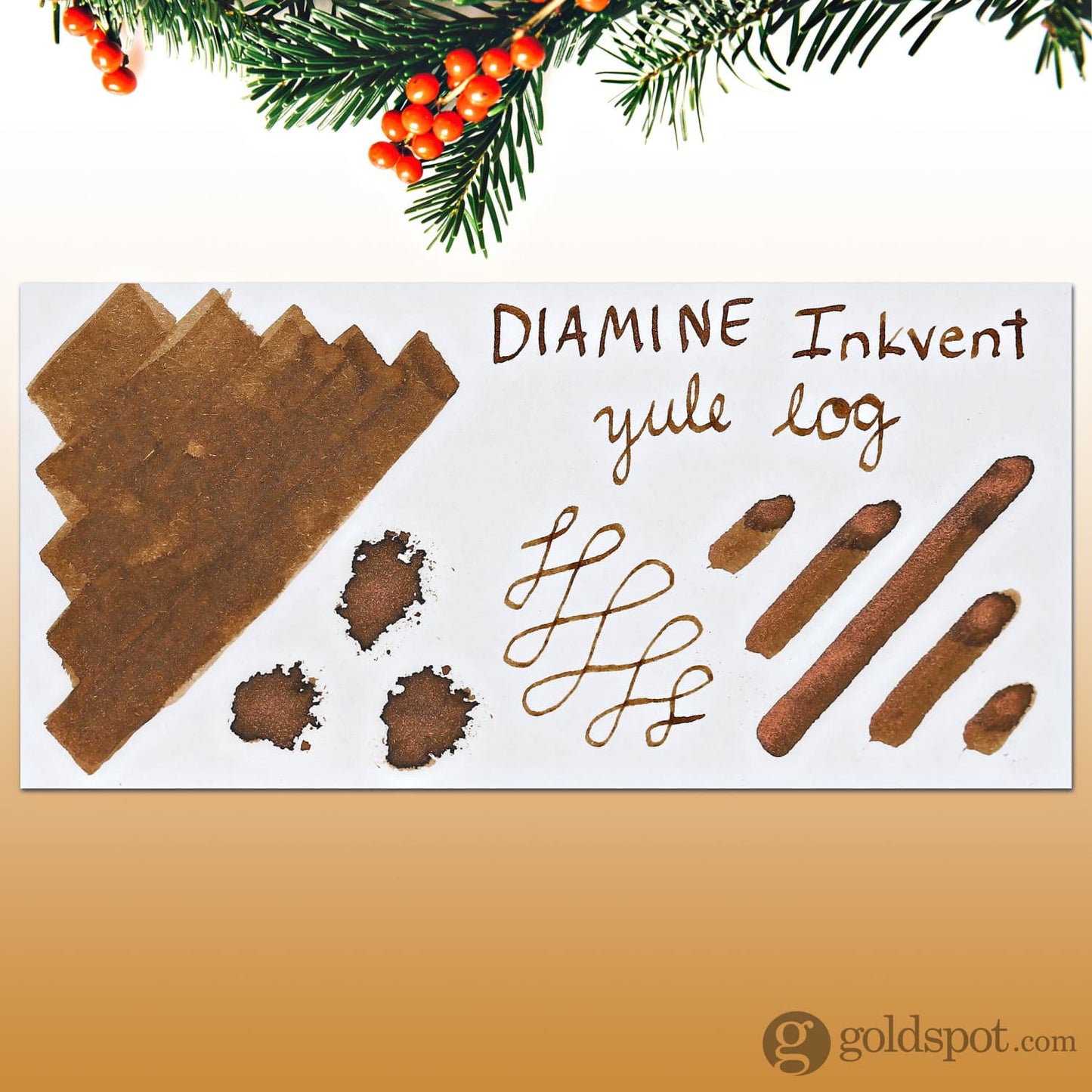 Diamine Inkvent Green Edition Shimmer Bottled Ink in Yule Log - 50 mL Bottled Ink