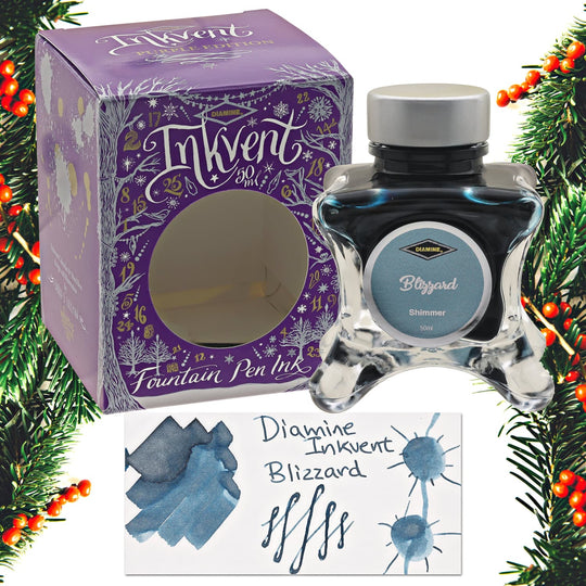 Diamine Inkvent Purple Edition Shimmer Bottled Ink in Blizzard - 50 mL