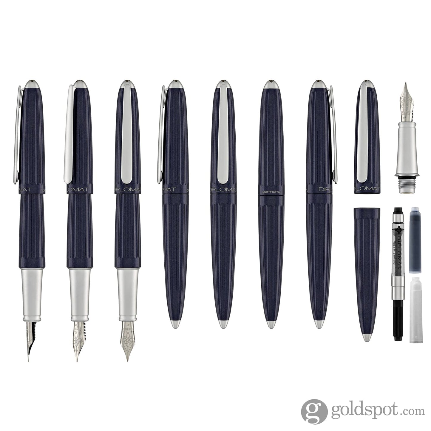 Diplomat Aero Fountain Pen in Midnight Blue