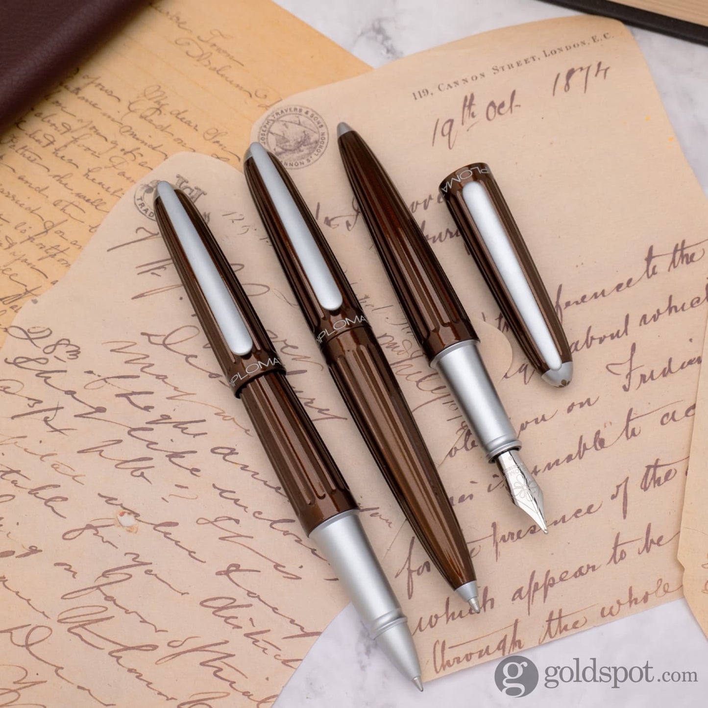 Diplomat Aero Rollerball Pen in Marrakesh Brown Rollerball Pen