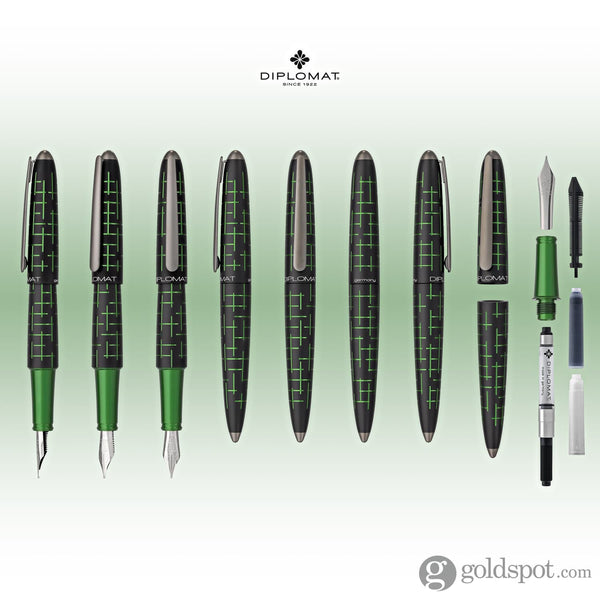 Diplomat Elox Matrix Fountain Pen in Ring Black/Green Fountain Pen