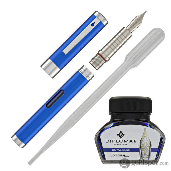 Diplomat Nexus Fountain Pen in Blue/Chrome Fountain Pen