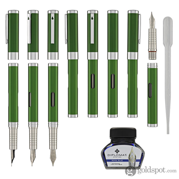 Diplomat Nexus Fountain Pen in Green/Chrome Fountain Pen