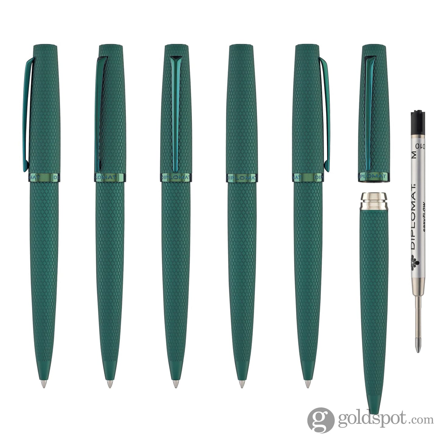 Diplomat Viper Ballpoint Pen in Green Guilloche Ballpoint Pens
