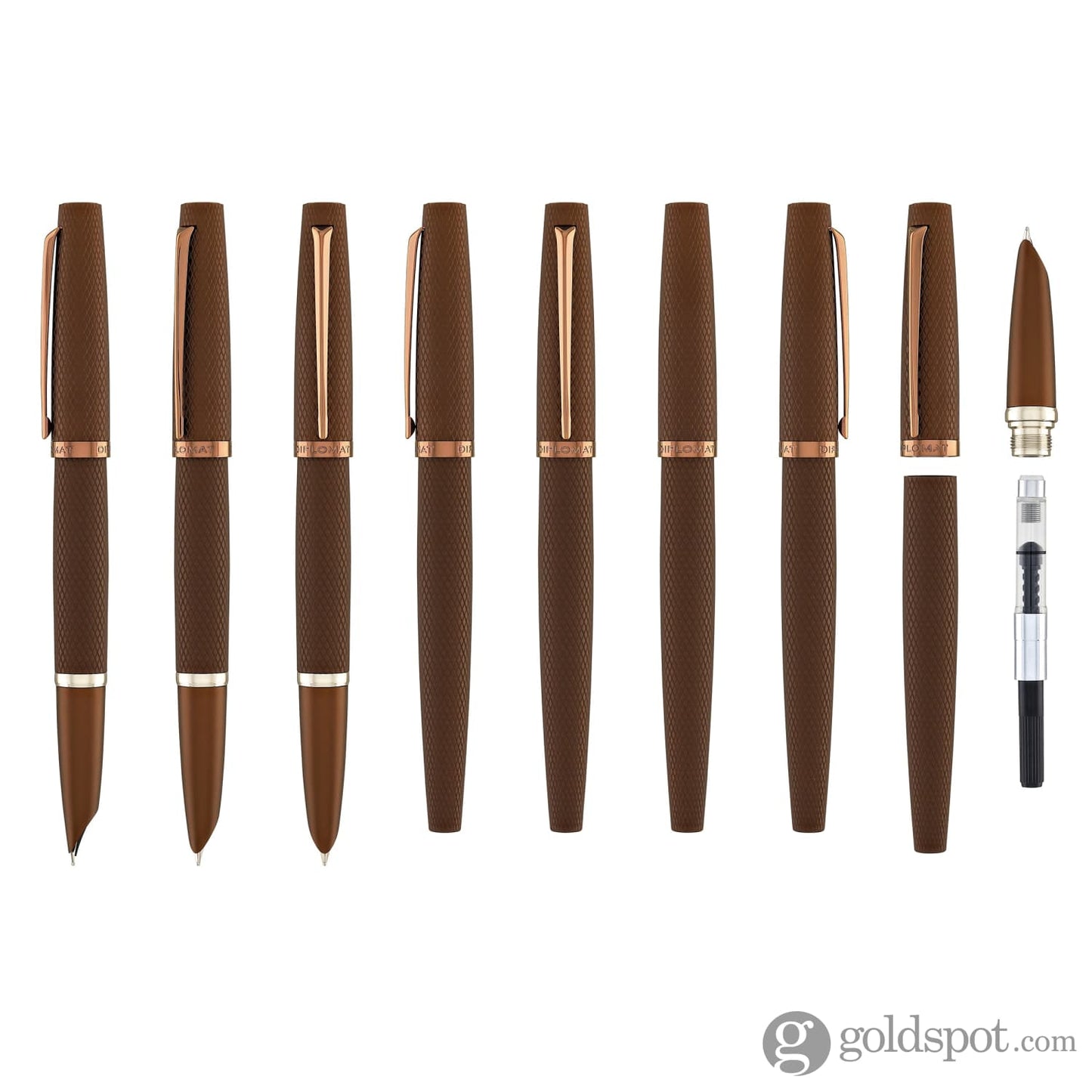 Diplomat Viper Fountain Pen Fine/Medium in Brown Guilloche Fountain Pen