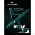 Diplomat Viper Fountain Pen Fine/Medium in Green Guilloche Fountain Pen