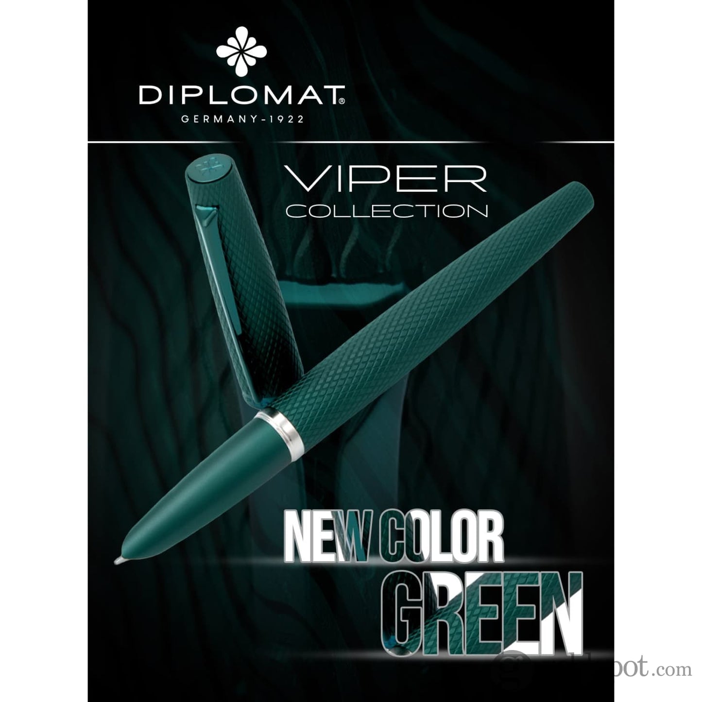 Diplomat Viper Fountain Pen Fine/Medium in Green Guilloche Fountain Pen