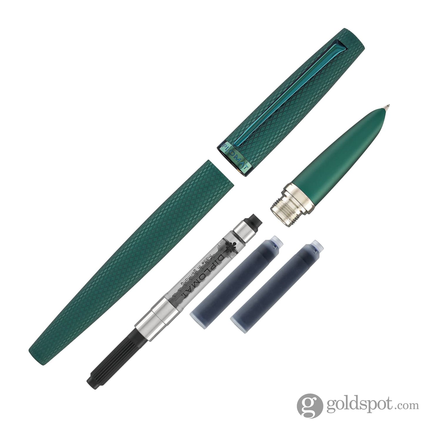 Diplomat Viper Fountain Pen Fine/Medium in Green Guilloche Fountain Pen