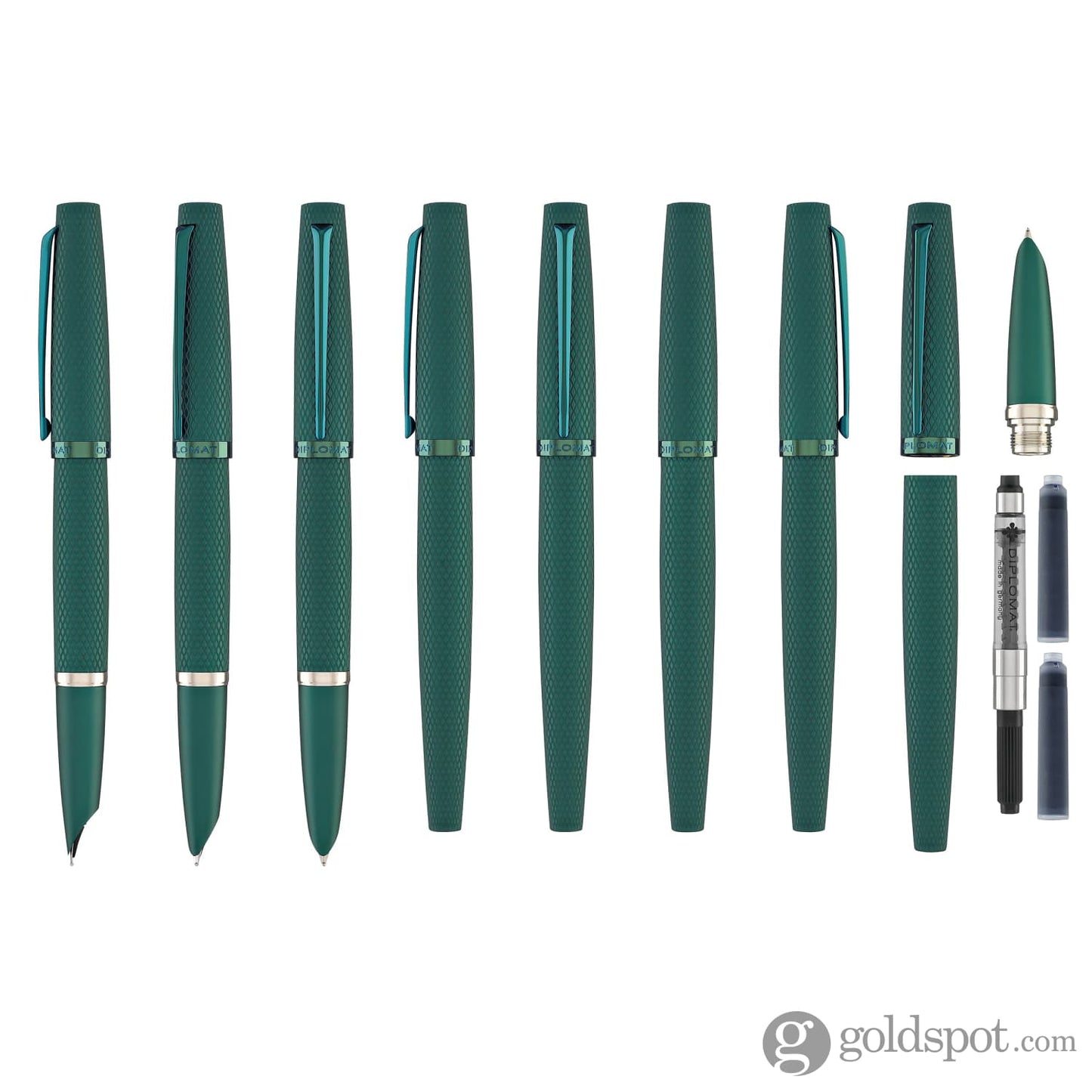 Diplomat Viper Fountain Pen Fine/Medium in Green Guilloche Fountain Pen
