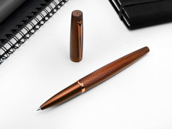 Diplomat Viper Rollerball Pen in Brown Guilloche Rollerball Pen