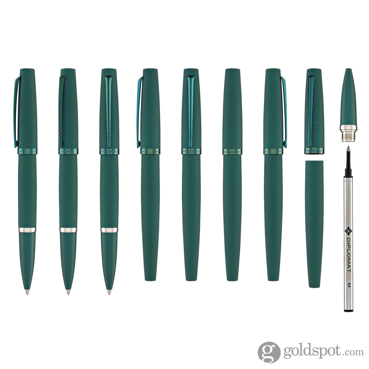 Diplomat Viper Rollerball Pen in Green Guilloche Rollerball Pen