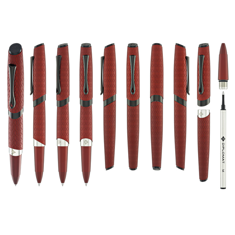 Diplomat Cobra Rollerball Pen in Burgundy Red