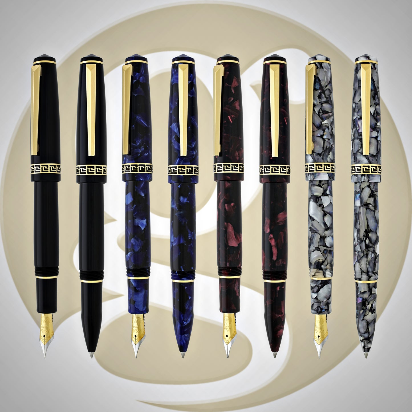 Laban Grecian Fountain Pen in Blue Marble Fountain Pen
