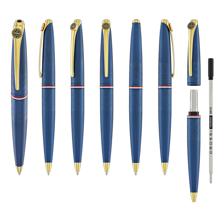 Cross ATX Americana Ballpoint Pen in Blue PVD with Gold Appointments
