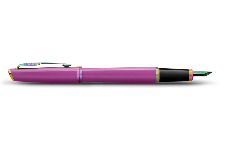 Parker Meridian Fountain Pen in Grape Lacquer with Rainbow Trim - Fine