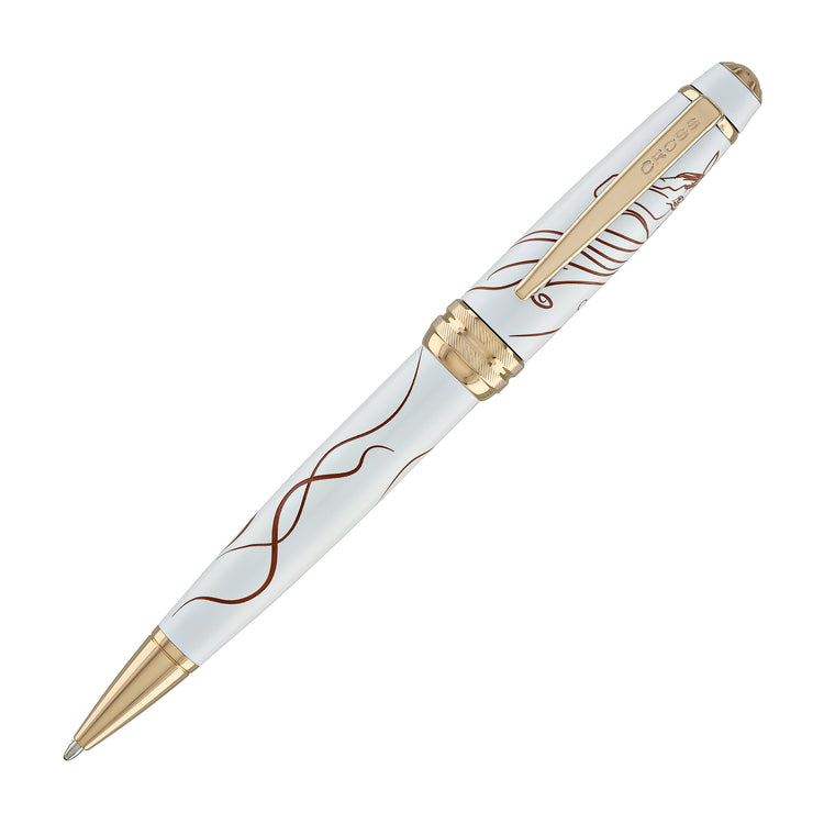 Cross Bailey Zodiac Year of the Horse Ballpoint Pen in White Lacquer with Rose Gold Plated