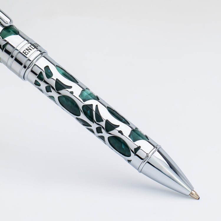 Conklin Endura Deco Crest Ballpoint Pen in Green with Chrome Trim