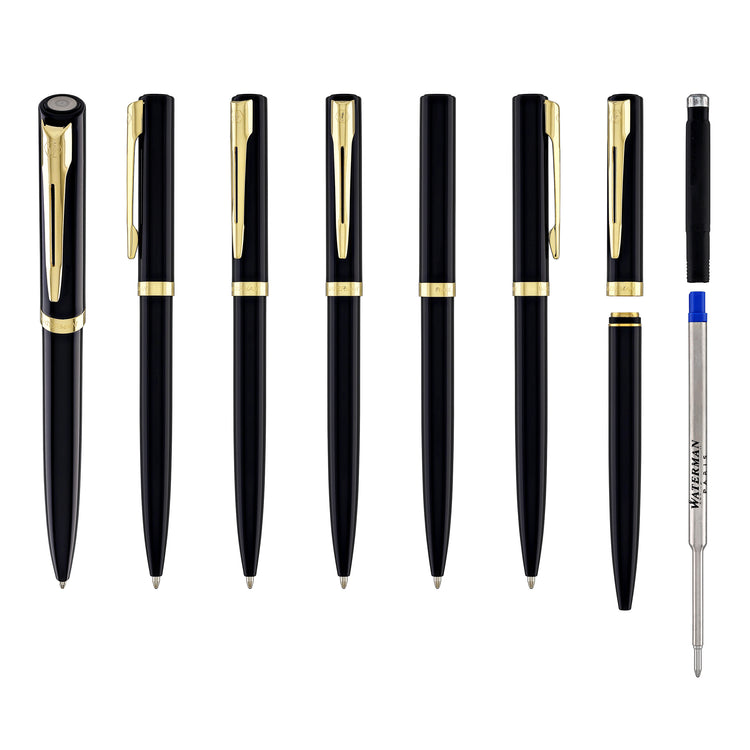 Waterman Impression Ballpoint Pen in Black with Gold Coated