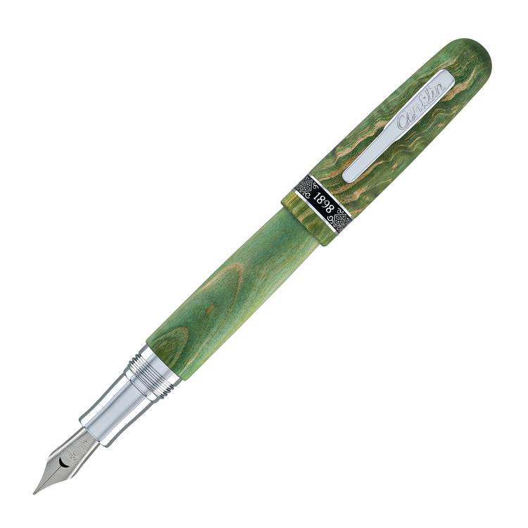 Conklin 1898 Stabilized Wood Fountain Pen in Matte Green with Chrome Trim - Limited Edition