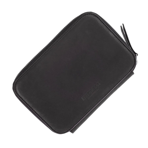 Endless Companion Leather Adjustable 5 Pen Pouch in Black Cases