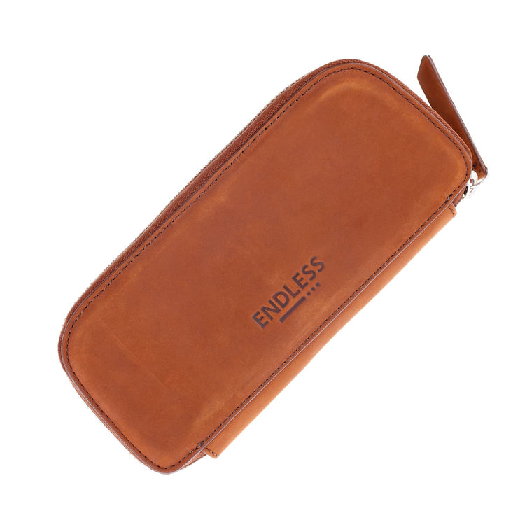 Endless Companion Leather Adjustable Pen Pouch - 3 Pens Brown Cases