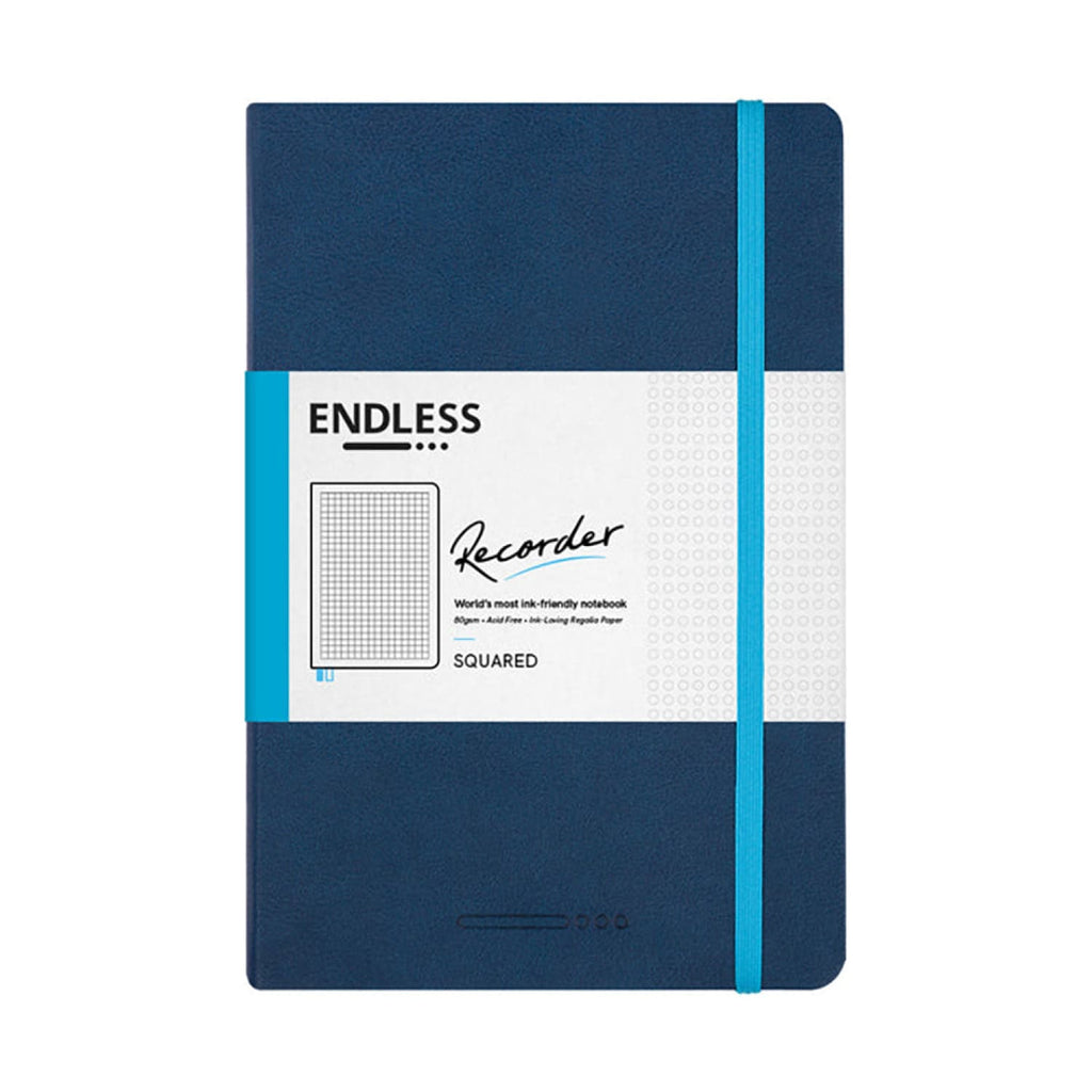 Endless Recorder A5 Notebook in Deep Ocean with the 80gsm Regalia Paper - Squared Notebooks Journals