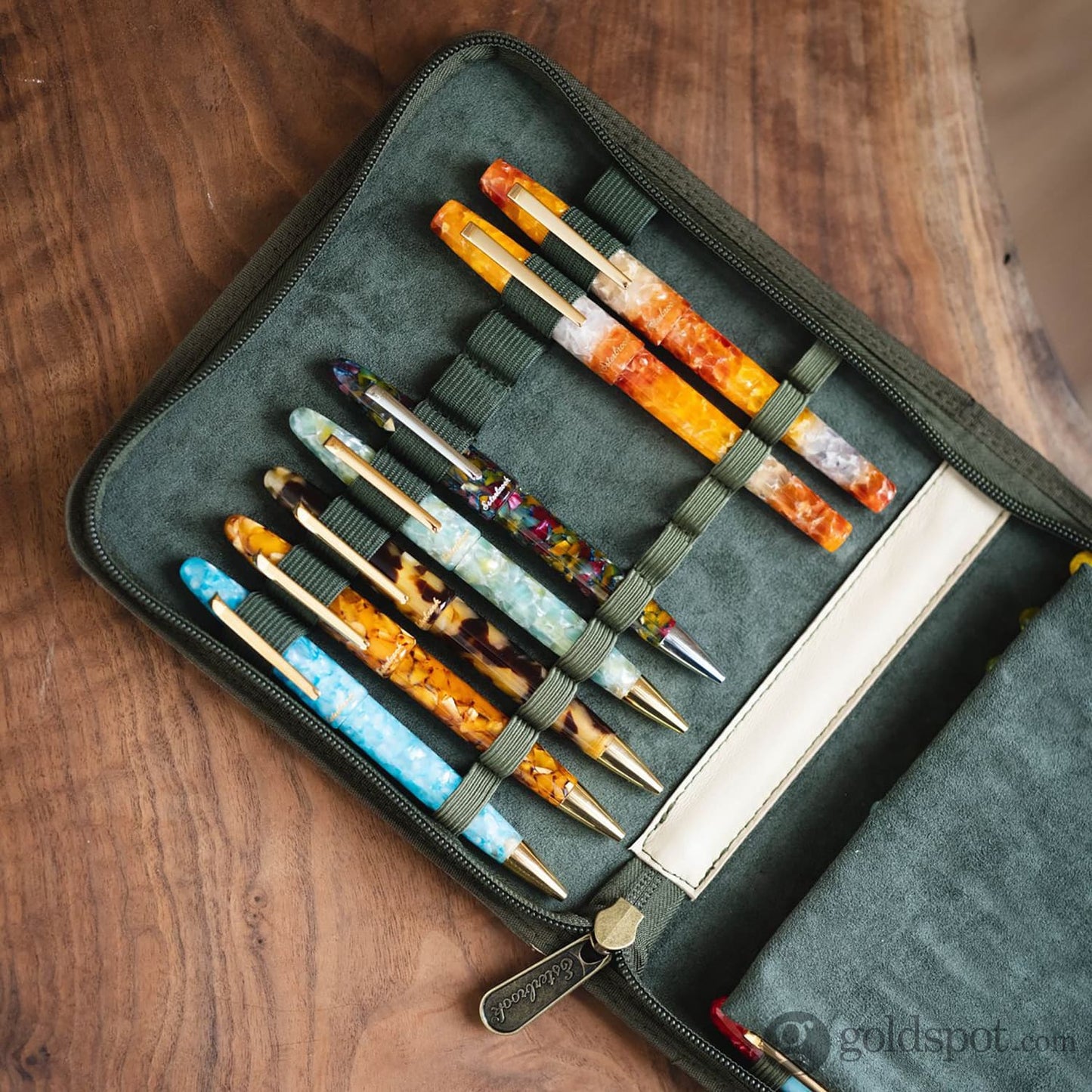 Esterbrook 20 Pen Zipper Case in Army Green Pen Cases