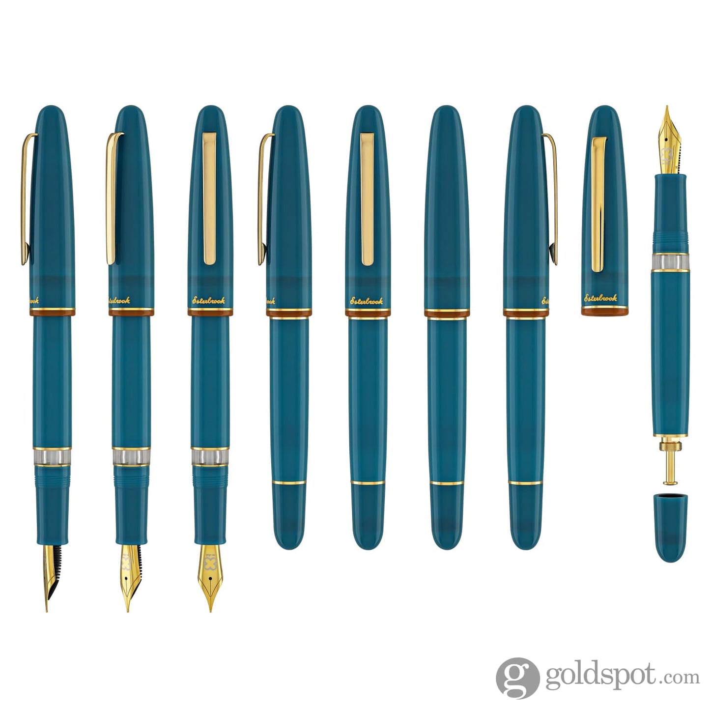 Esterbrook Estie Back to the Lands Button Piston Fountain Pen in Funky Lake with Gold Trim Fountain Pen