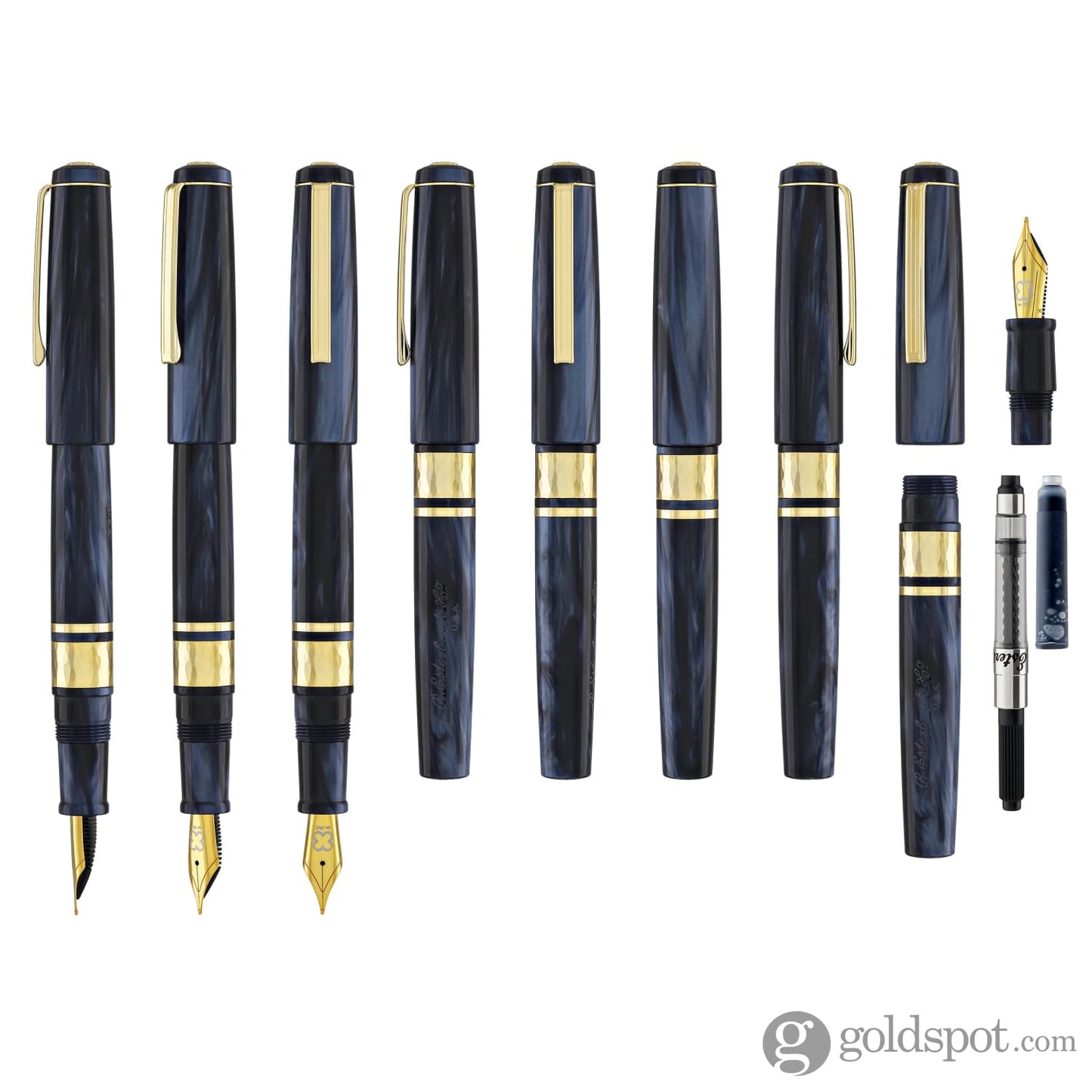 Esterbrook Model J Chatoyant Acrylics Fountain Pen in Capri Blue with Gold Trim Fountain Pen