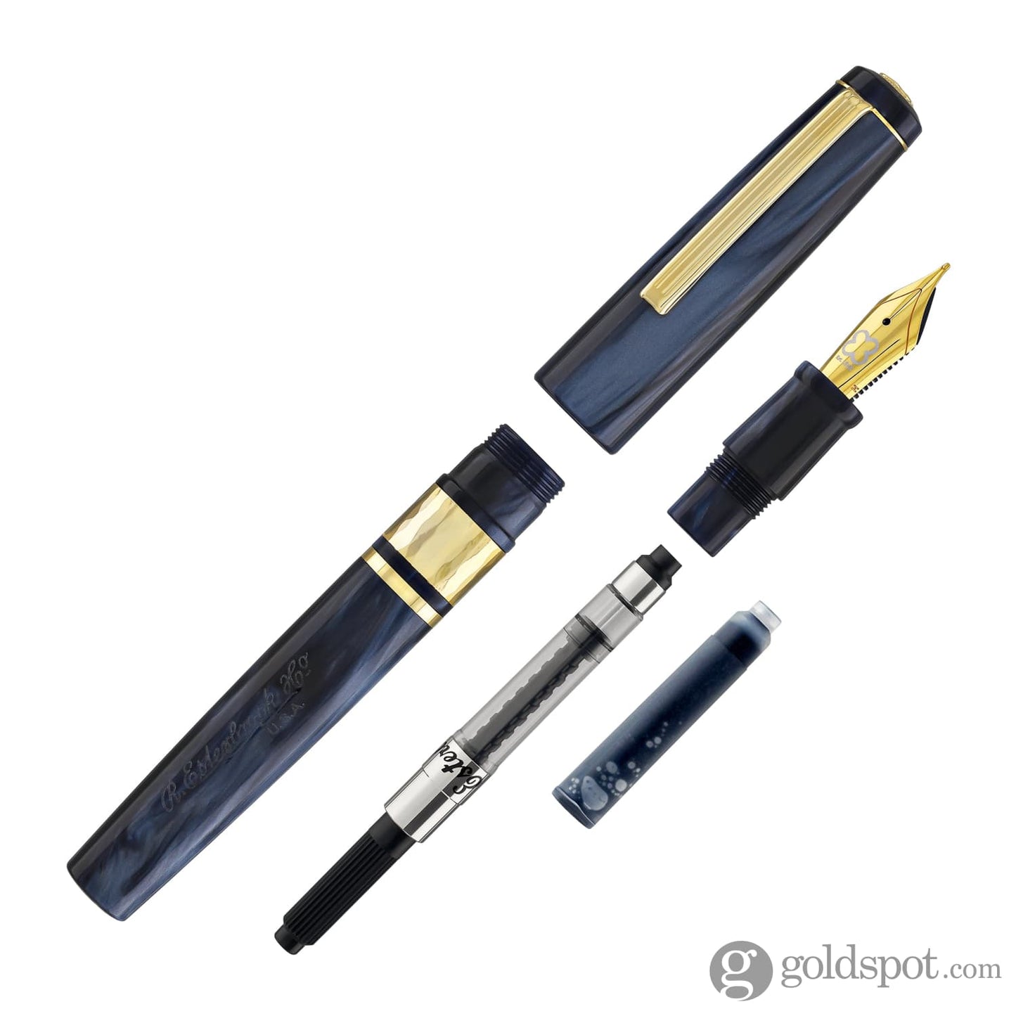 Esterbrook Model J Chatoyant Acrylics Fountain Pen in Capri Blue with Gold Trim Fountain Pen