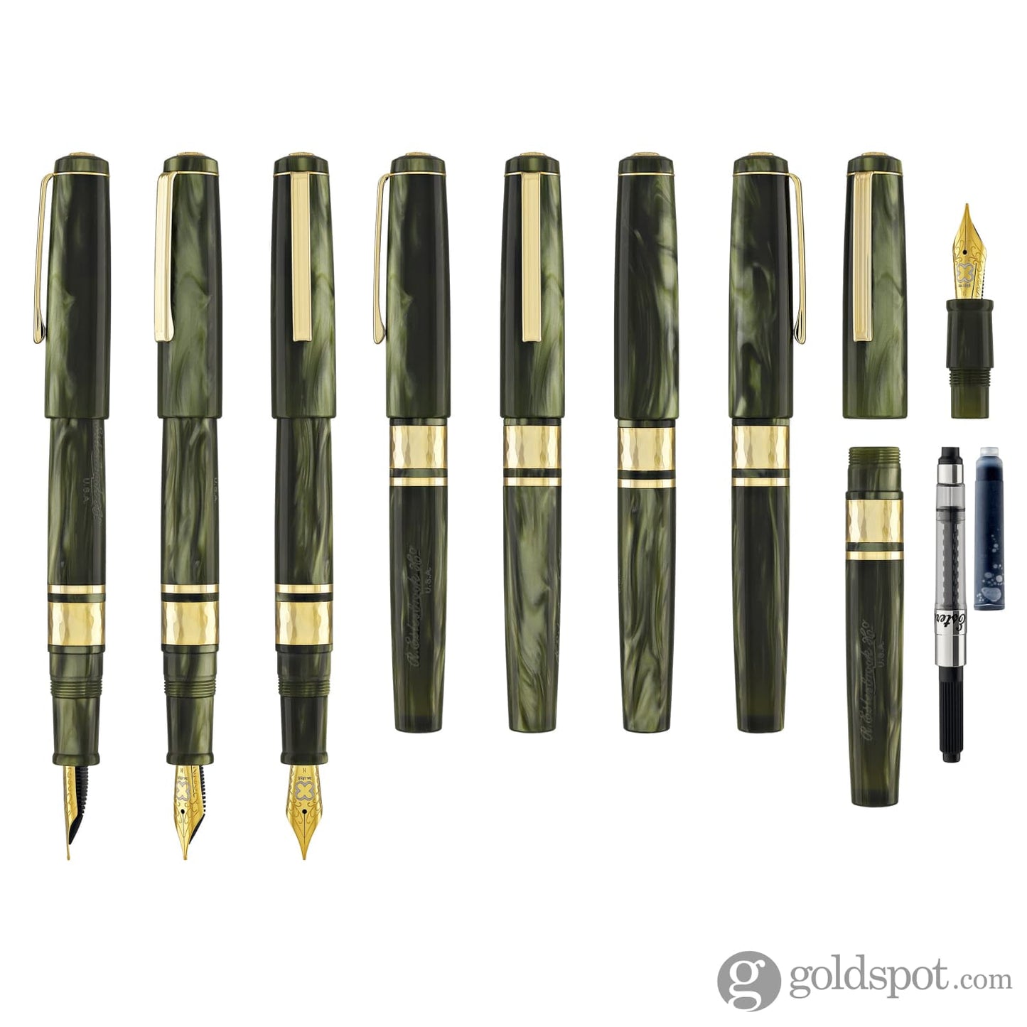 Esterbrook Model J Chatoyant Acrylics Fountain Pen in Palm Green with Gold Trim Fountain Pen